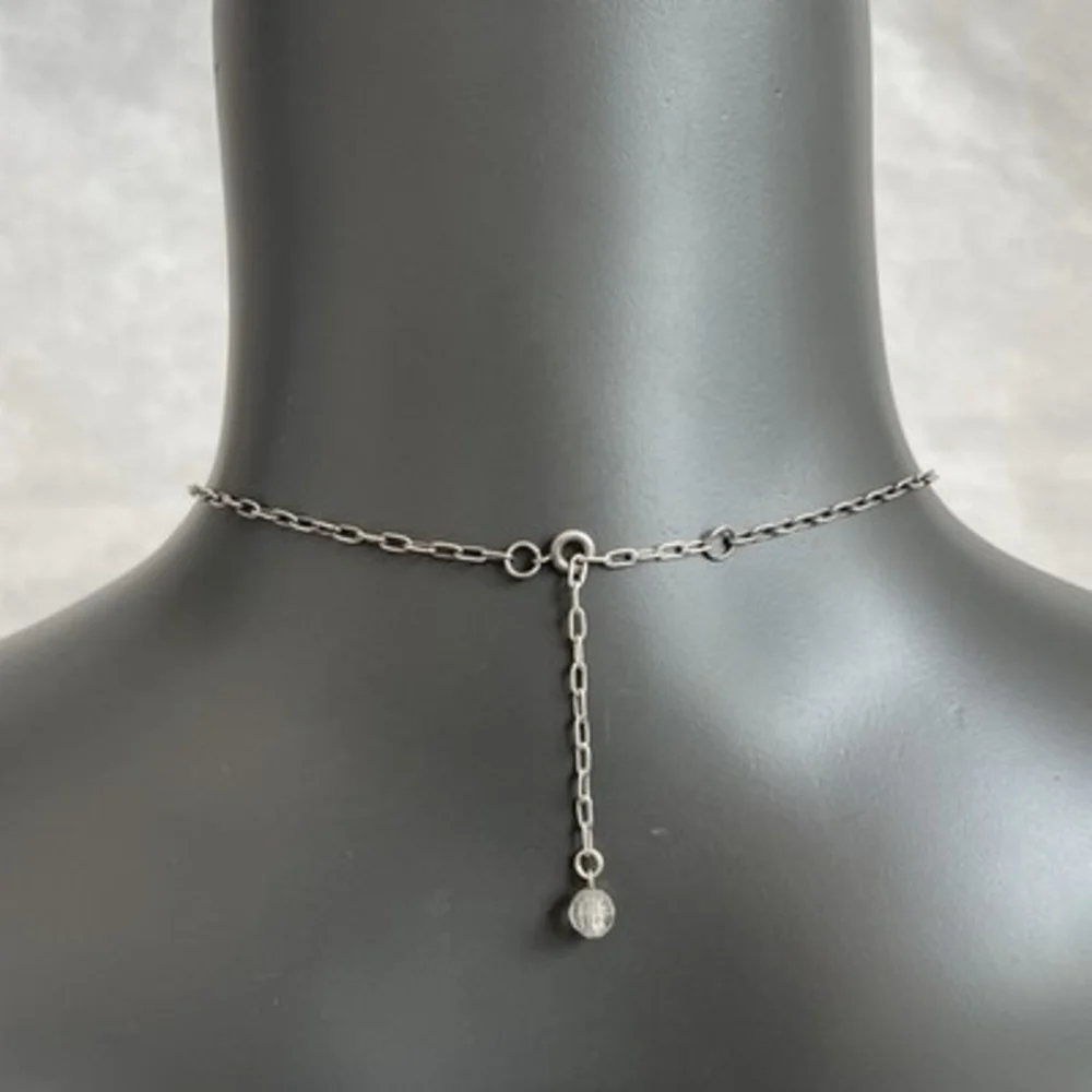 Sterling Silver Tone Pearl Crystal Dangle Cluster Necklace 16-18